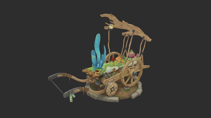 [ hand painted ] herbs wagon 3D Model