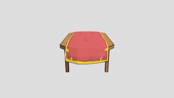 Wooden Table w/ tablecloth 3D Model