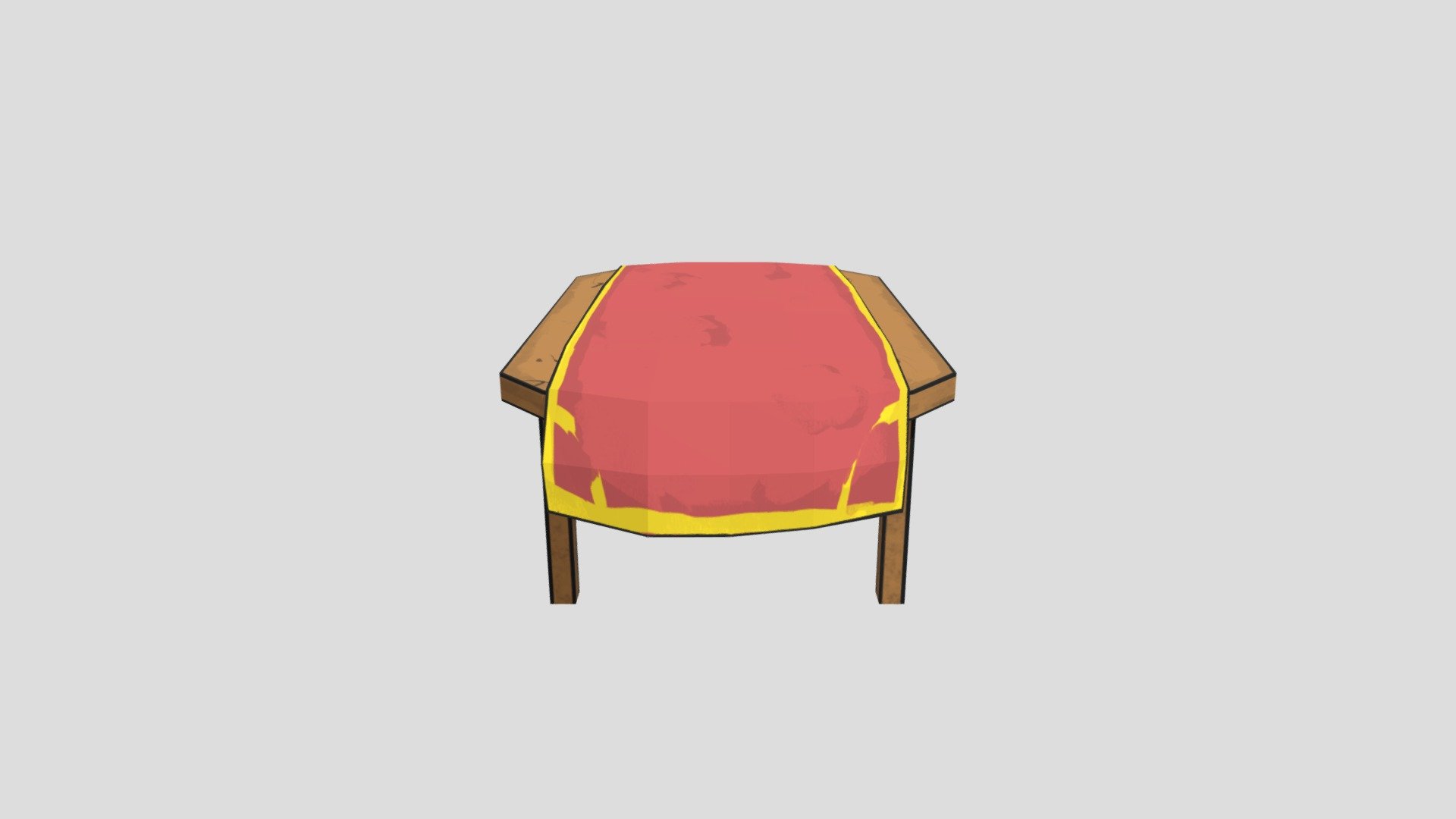 Wooden Table w/ tablecloth