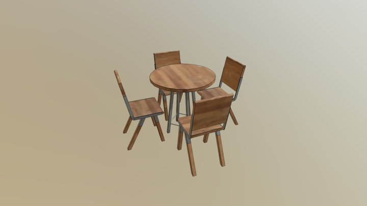 Table and Chairs 3D Model