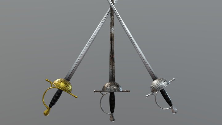 Rapier (3 styles) (Free model) 3D Model