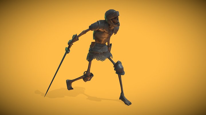Skeleton Zombie Soldier 2 3D Model