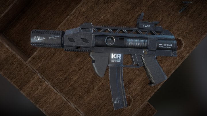 Futuristic Submachinegun KR (Free) 3D Model