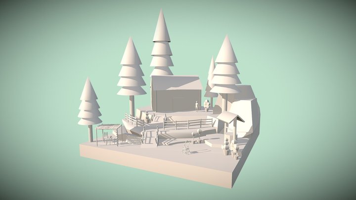 Final Blockout for Grannies House Diorama 3D Model