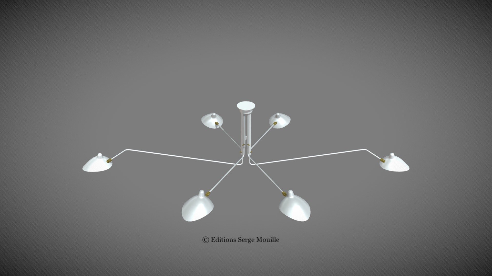 Plafonnier 6 bras pivotants blanc (P6B) - 3D model by Editions Serge ...