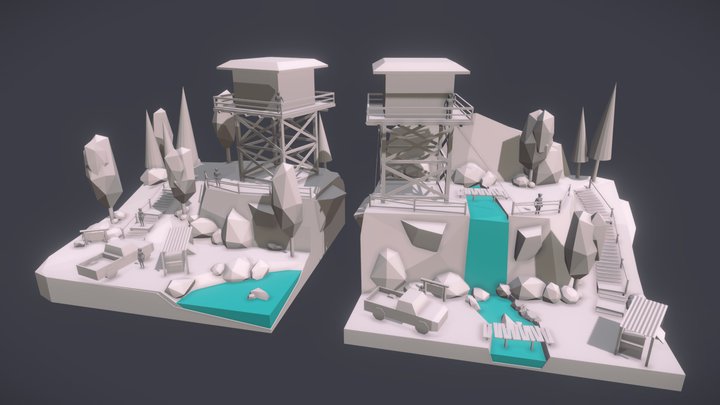 Forest Loner - Diorama and House Blockouts 3D Model