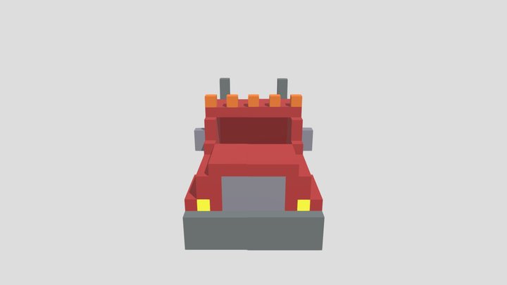 Pixel Semi Truck 3D Model