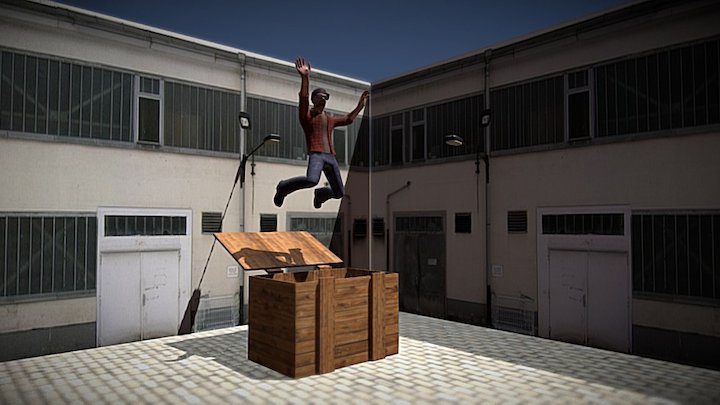 Guy Jumping out of Crate (.FBX) 3D Model