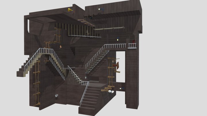 ESCALERAS IMPOSIBLES DE ESCHER - VERSIÓN MÚSICA 3D Model