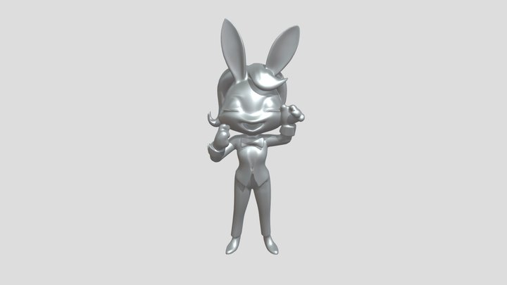 cartoon rabbit in formal attire 3D Model