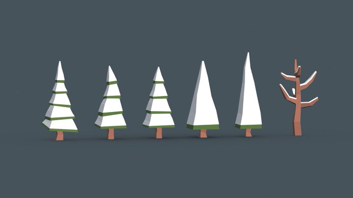 Low Poly Snowy Trees - Free Asset Pack 3D Model