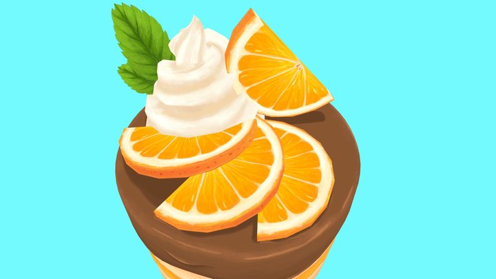 Orange Cake 3D Model