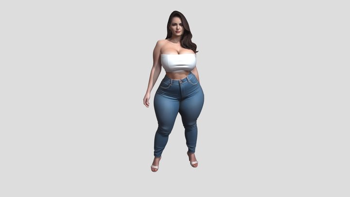 Bold in Blue Jeans 3D Model