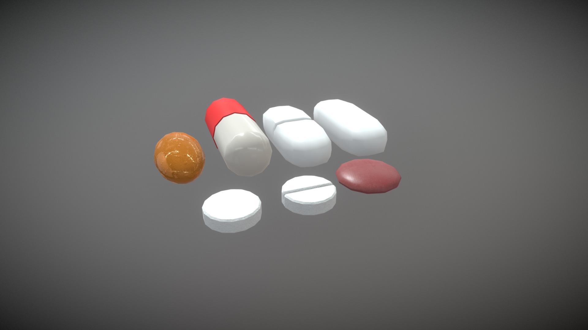 3D model Game Ready Medication Pills Sortiment Low Poly - This is a 3D model of the Game Ready Medication Pills Sortiment Low Poly. The 3D model is about a group of pills.