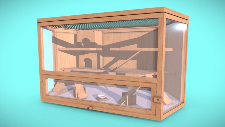 Wooden Hamster Cage 3D Model
