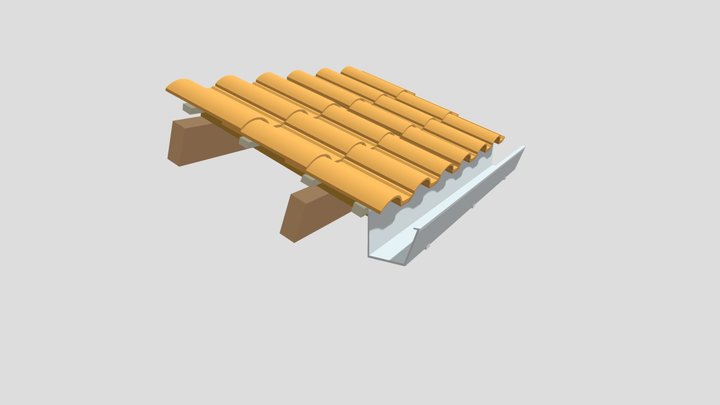 COBERTURA MADEIRA + TELHA BARRO + CALHA 3D Model