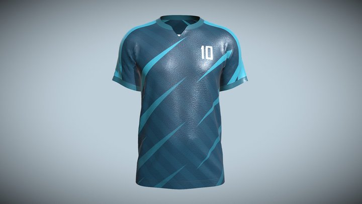 Mens Soccer Orange and blue color Blue Jersey Player-10 3D model