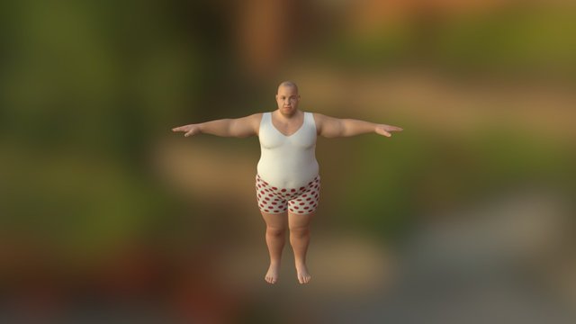 Realistic Fat Man - Rigged and Dressed 3D Model