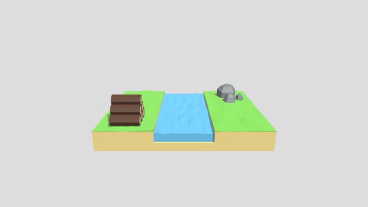 Low Poly Grassland Environment 3D Model