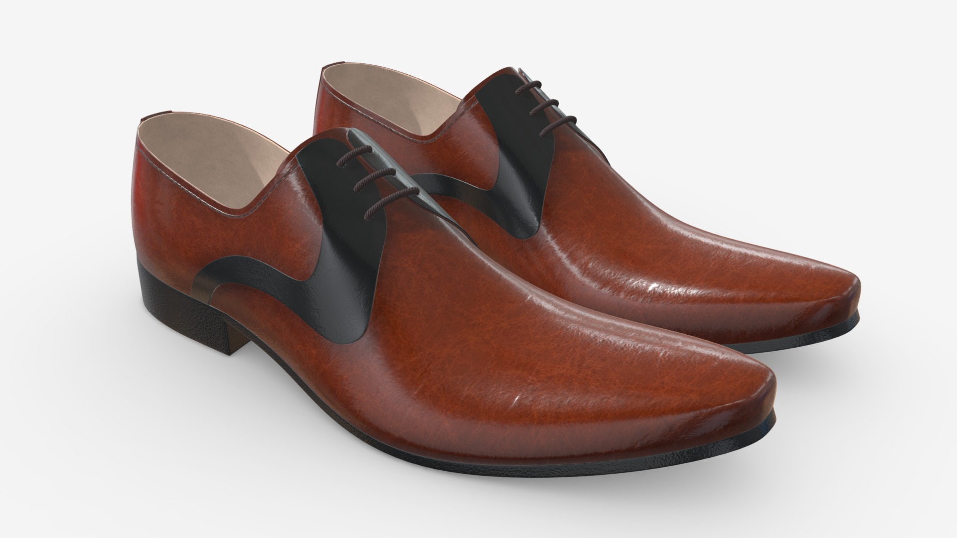 3D model Mens classic shoes 03 - This is a 3D model of the Mens classic shoes 03. The 3D model is about a brown leather shoe.