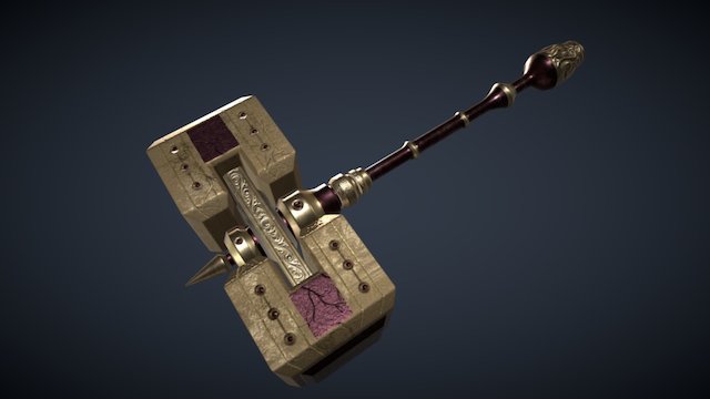 Red and Gold Hammer 3D Model