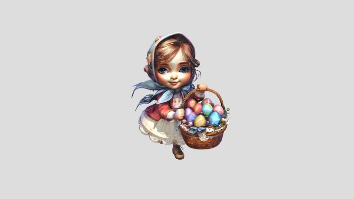 Young child holding Easter egg basket