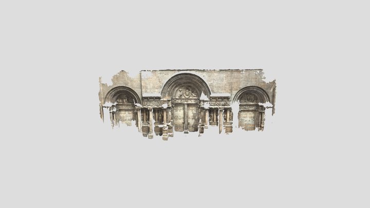 Facade of Abbey Church of Saint Gilles 3D Model