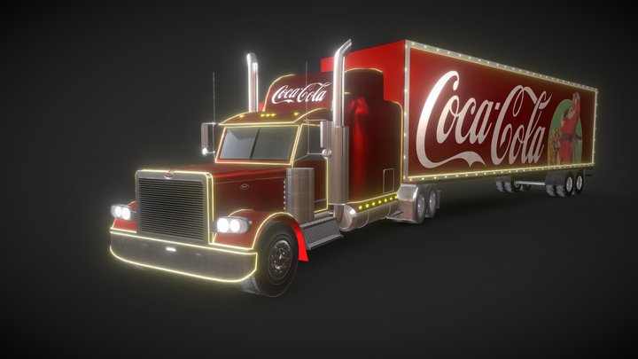 Low poly Christmas Truck 3D Model