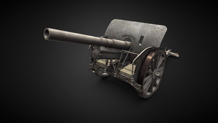 7.7cm FK 16 Field Gun 3D Model