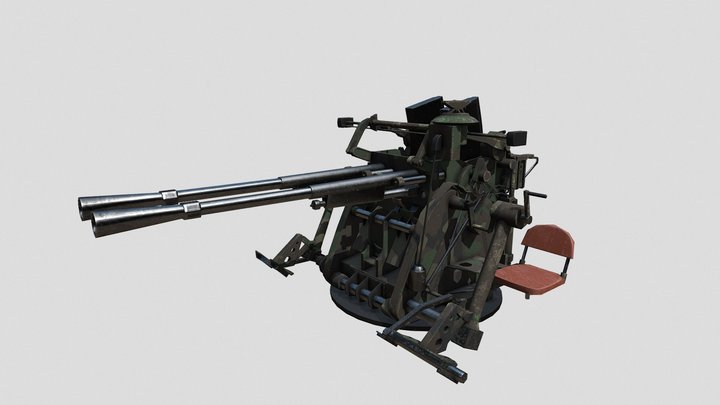 Game-ready asset "Antiaircraft gun 25Mm Type 96" 3D Model