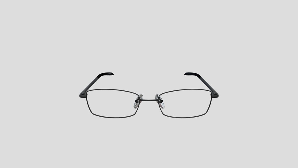 Black rectangular metal-frame eyeglasses