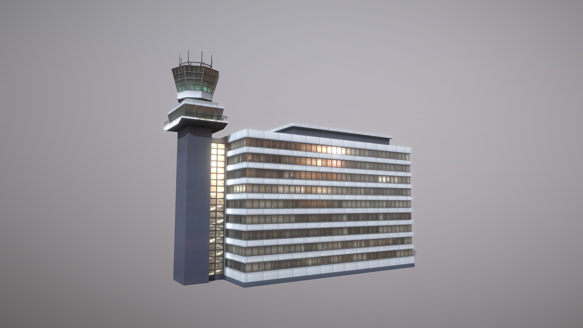 3D model Airport Control Tower EHAM Building Tower - This is a 3D model of the Airport Control Tower EHAM Building Tower. The 3D model is about a couple of tall buildings.