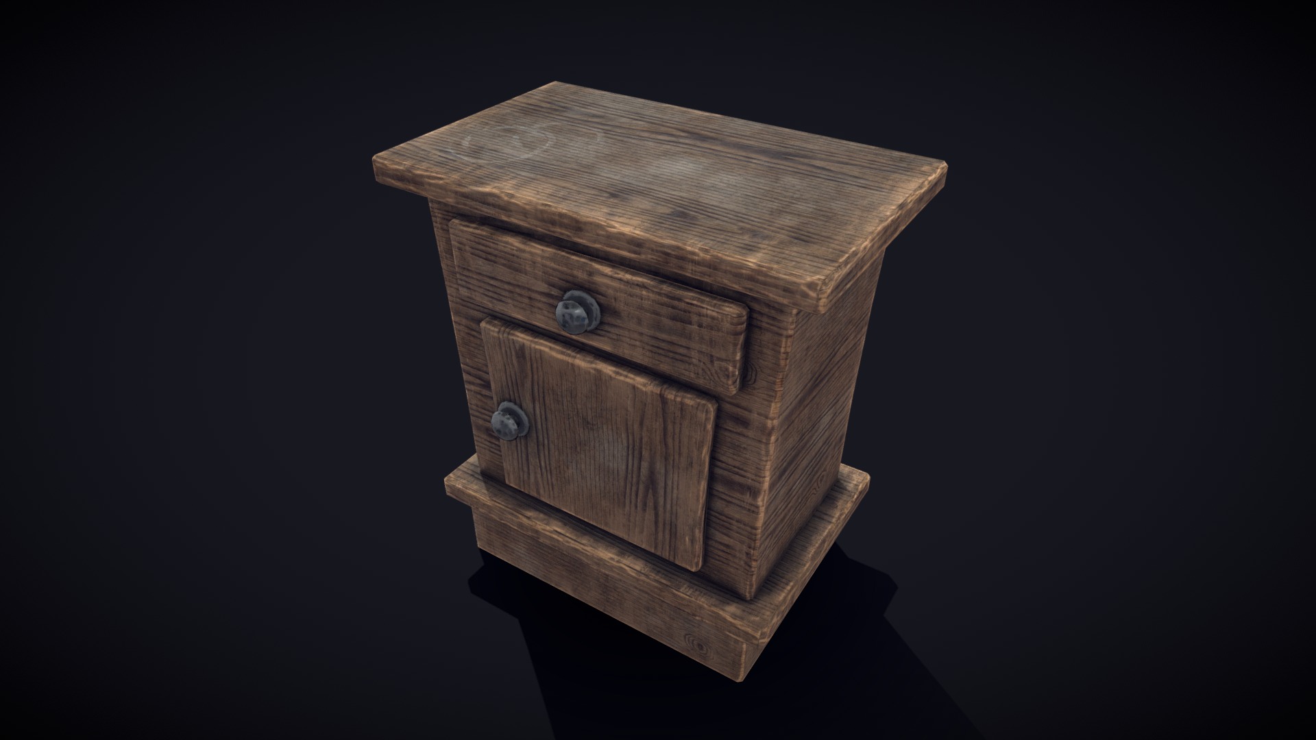 3D model Stylized bedside table - This is a 3D model of the Stylized bedside table. The 3D model is about a wooden box with a hole in it.