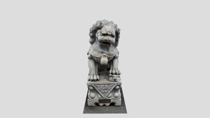 Chinese Guardian Lion Statue 3D Model