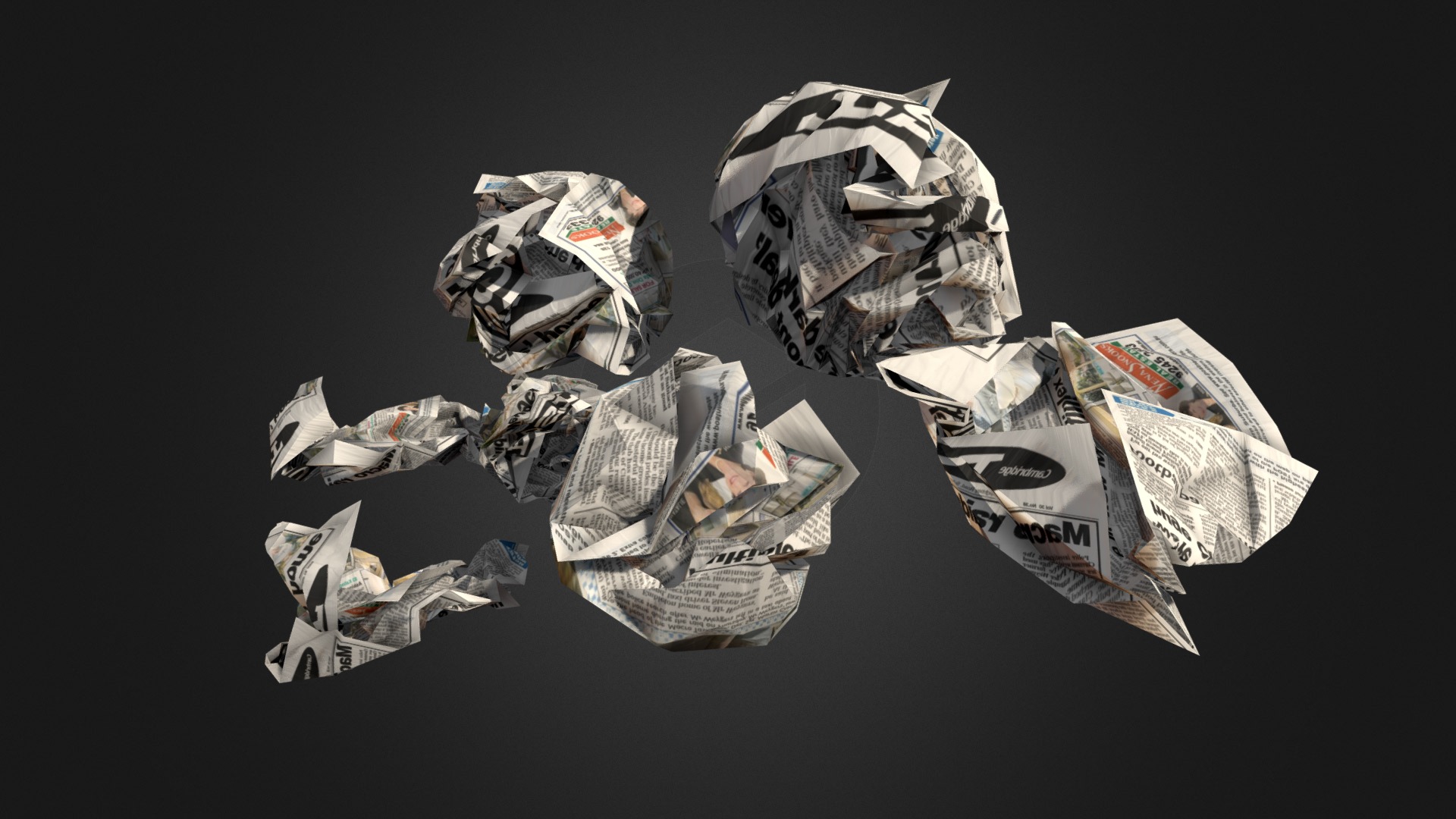 3D model Crumpled Paper Low poly - This is a 3D model of the Crumpled Paper Low poly. The 3D model is about a pile of money.