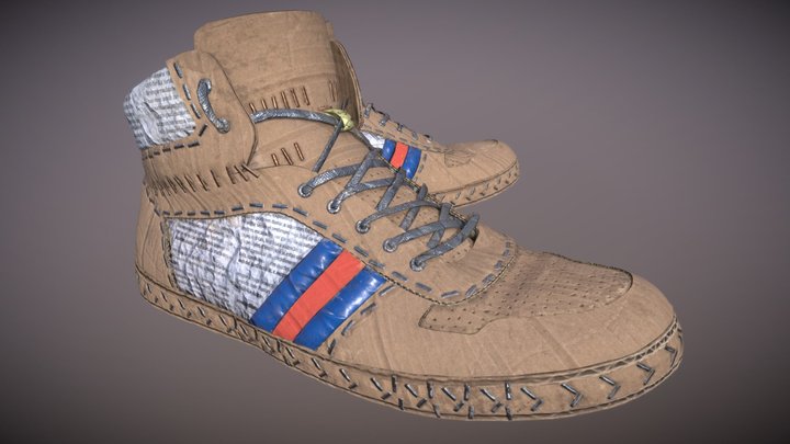 Cardboard Shoes 3D Model