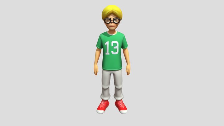 Cartoon boy with glasses 3D Model