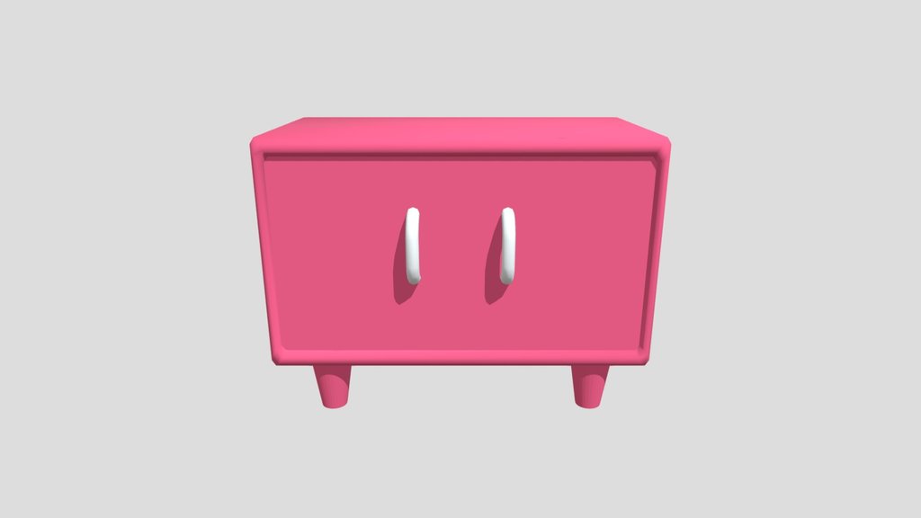 Low Pink Cabinet - Simple Furniture Model
