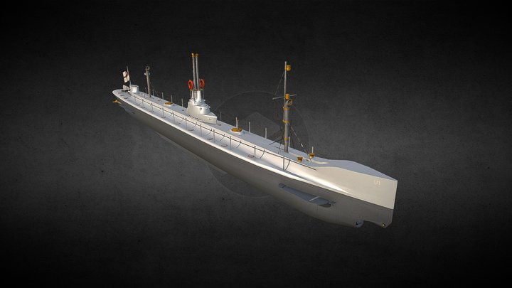 SMS U1 U-boat with Texture 3D Model