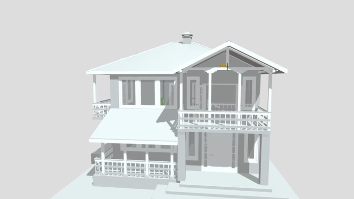 White-silver-green-residence 3D Model