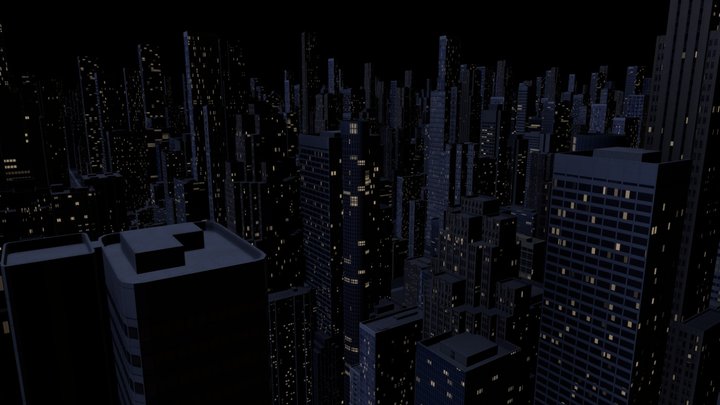 City Buildings Skyscraper Night New York Lowpoly 3D Model