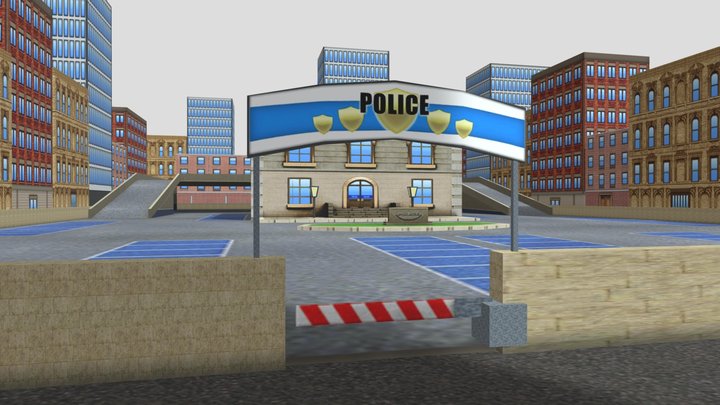Police Station (Police Cars Parking) 3D Model