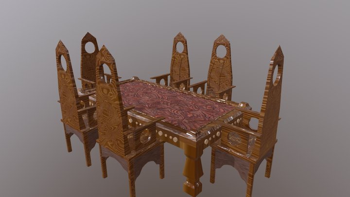 Medieval Dining Set 3D Model