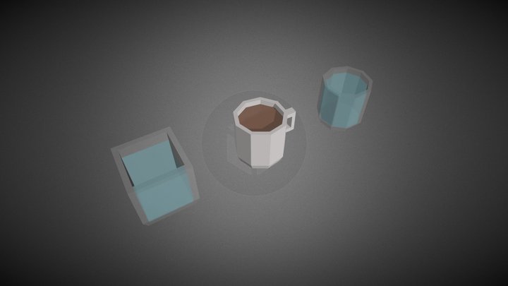 Low-Poly Glasses & Mug 3D Model