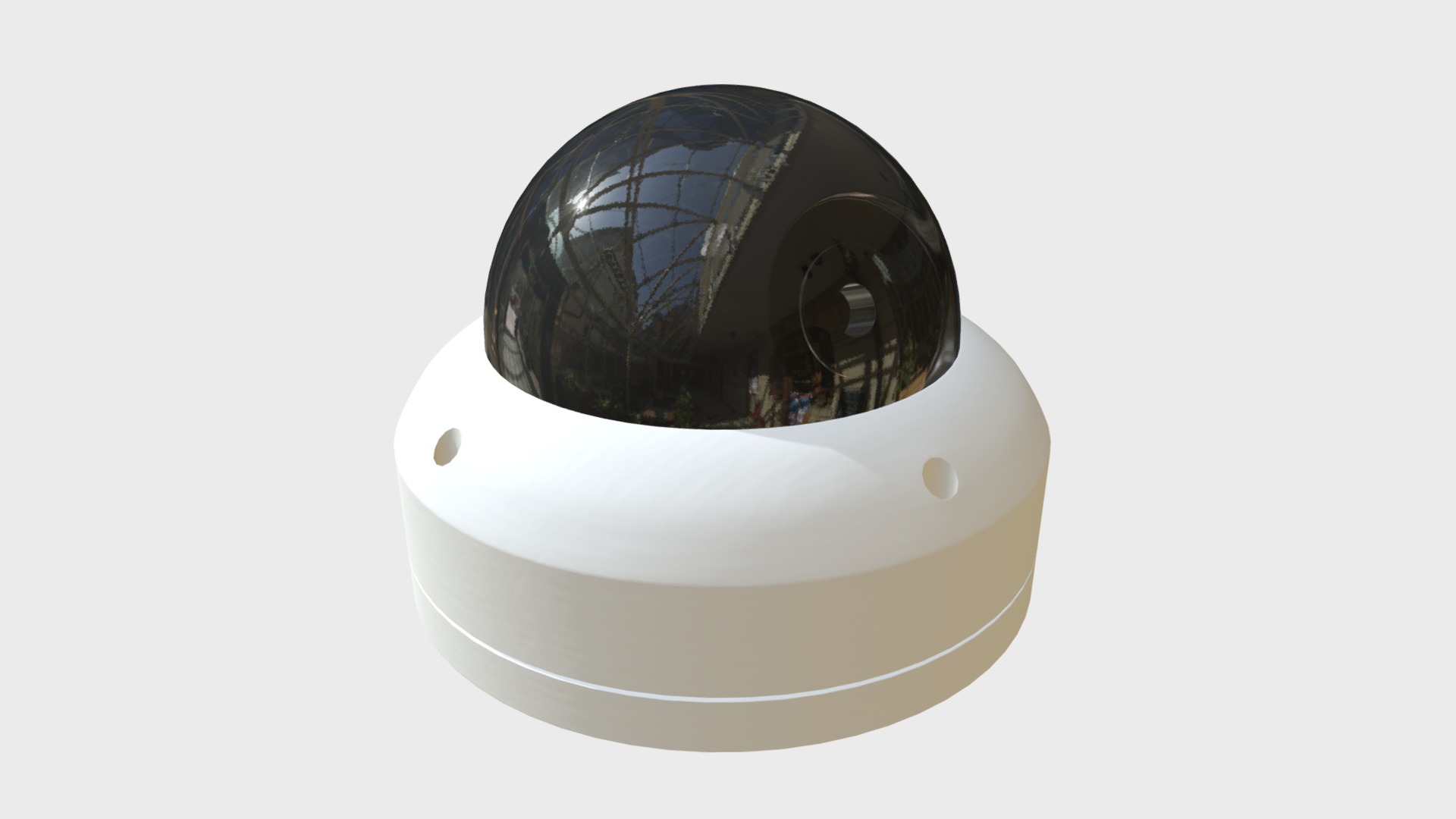 3D model Dome surveillance camera - This is a 3D model of the Dome surveillance camera. The 3D model is about a white bowl with a black lid.