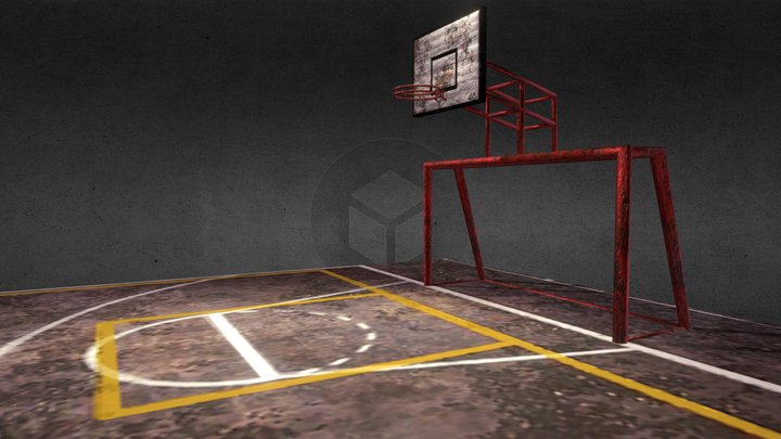 1/2 basketball & football court 3D Model