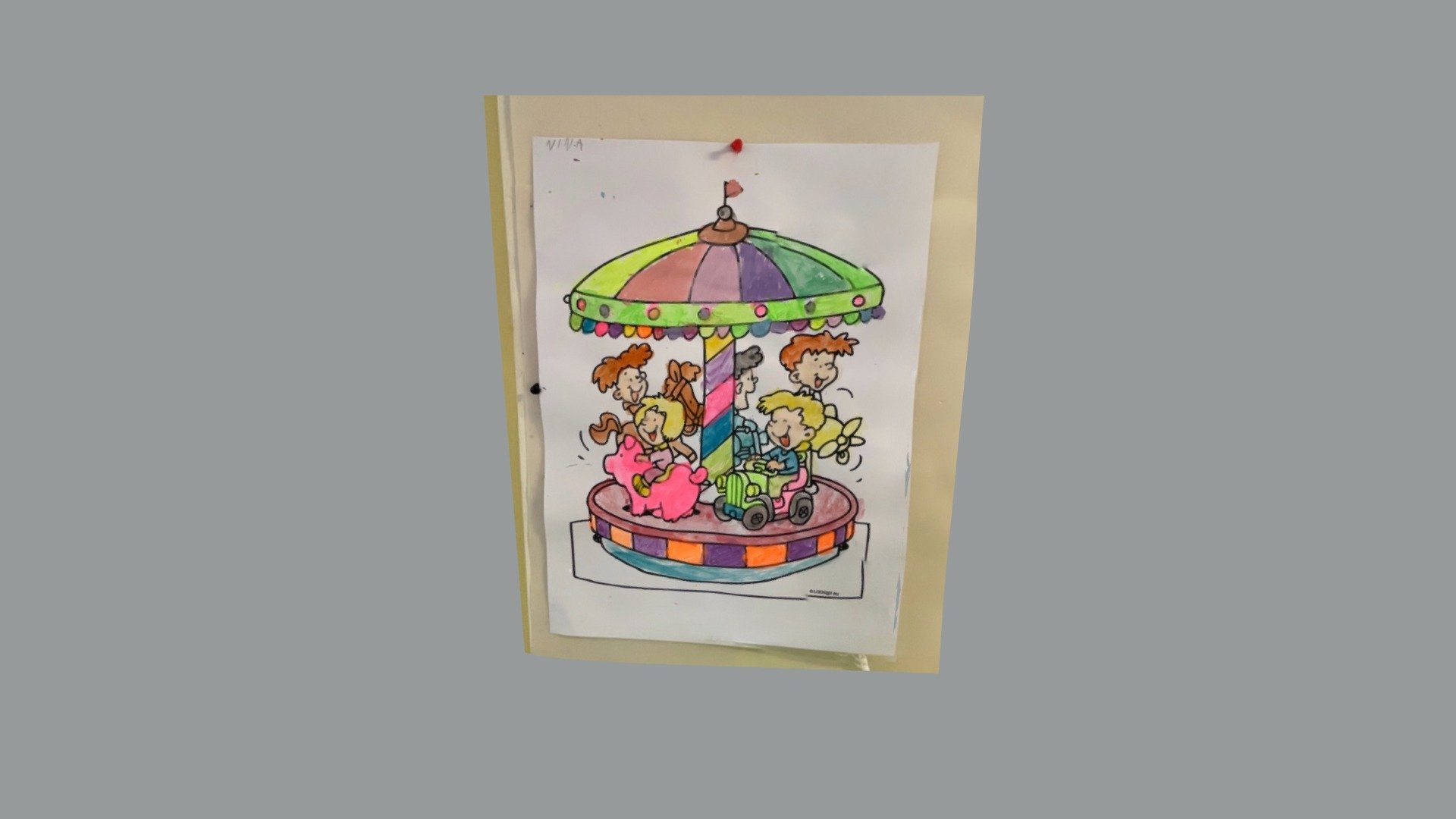 Child painting carrousel
