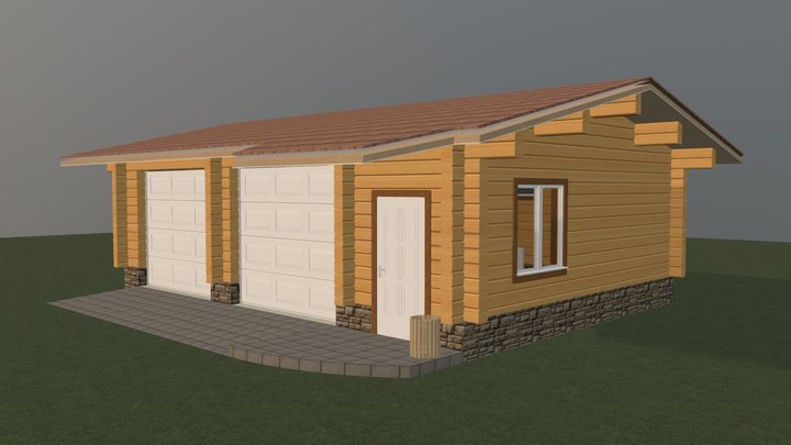 02_2_Гараж на 2 авто БРУС 3D Model