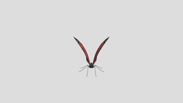 Red Love Butterfly 1 3D Model