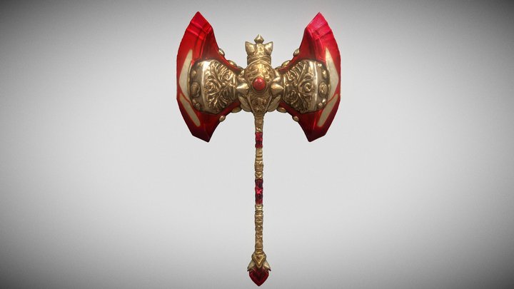 Gold Crimson Axe 3D Model